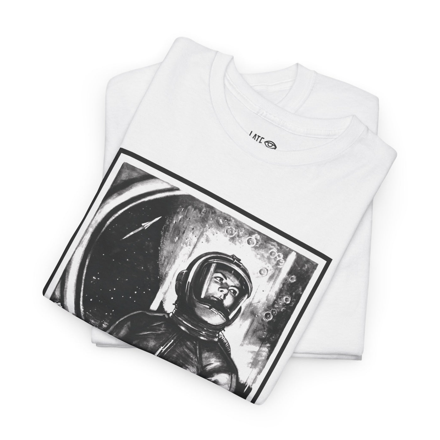 Let's Conquer Space! 1960 Soviet Space Poster, Unisex Heavy Cotton Tee