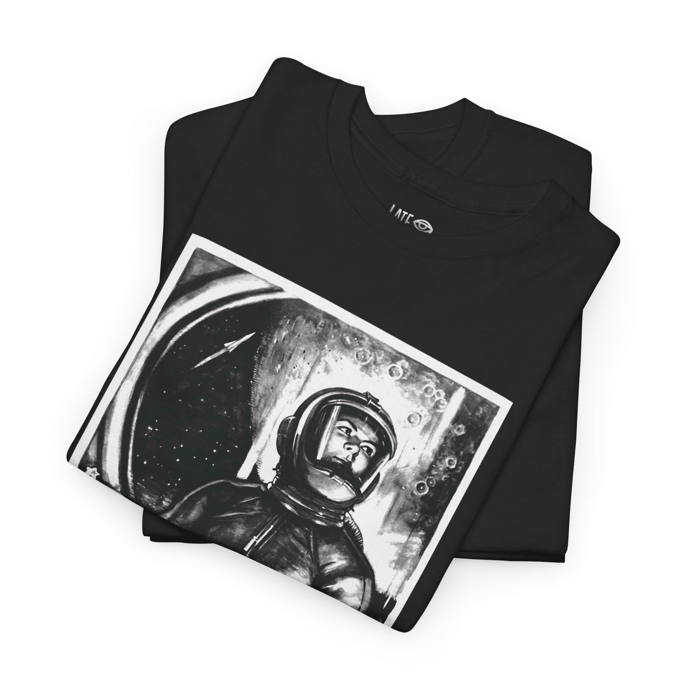 Let's Conquer Space! 1960 Soviet Space Poster, Unisex Heavy Cotton Tee