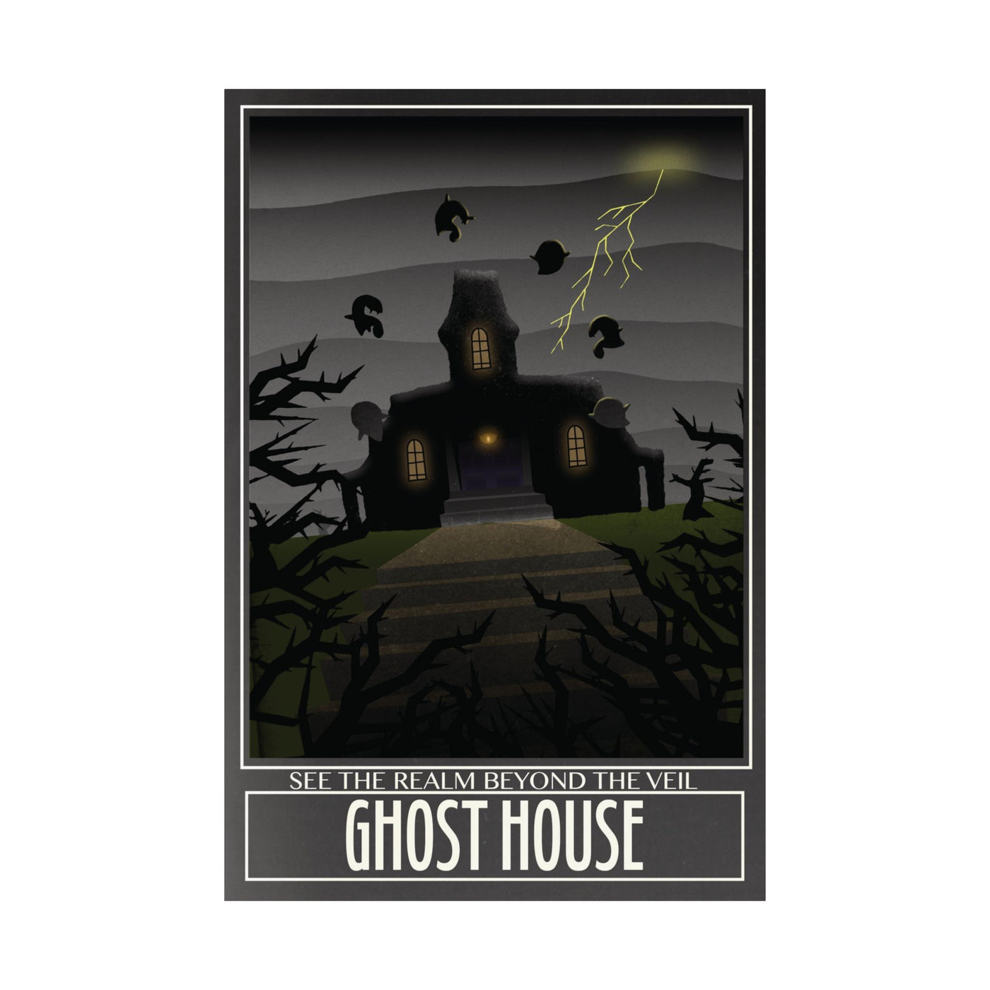Ghost House Matte Poster — Spooky Haunted House Wall Art (See the Realm Beyond the Veil)